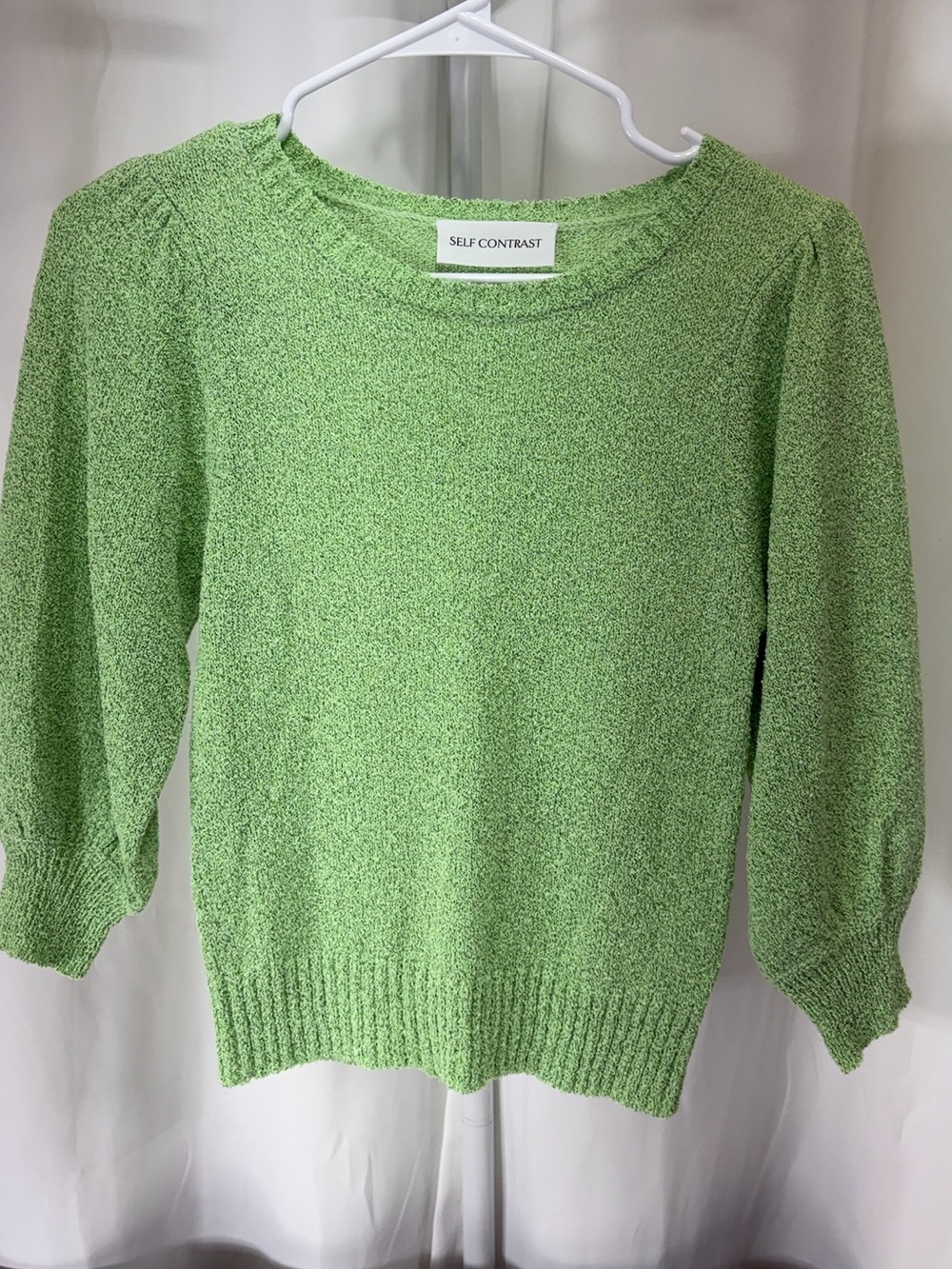 SELF CONTRAST Light Green Crewneck Knit Sweater 1808